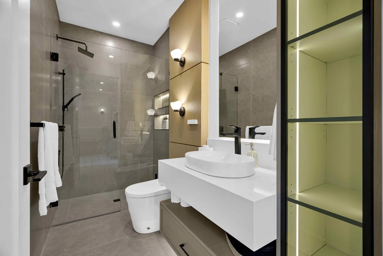 Vancouver bathroom with crisp tile and fixture detail photographed by Ready Set Sold Media