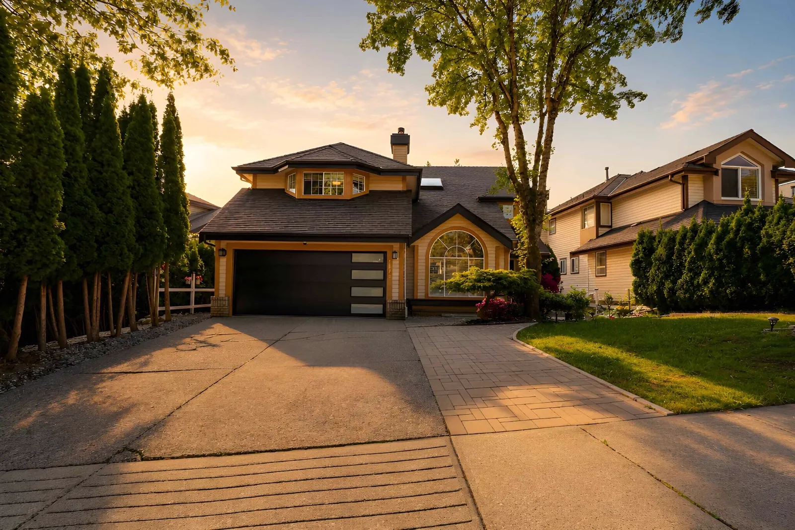Golden hour virtual exterior edit for real estate marketing